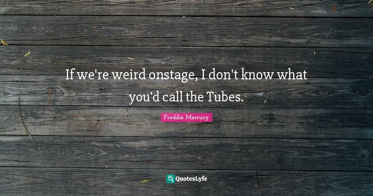 If we're weird onstage, I don't know what you'd call the Tubes.