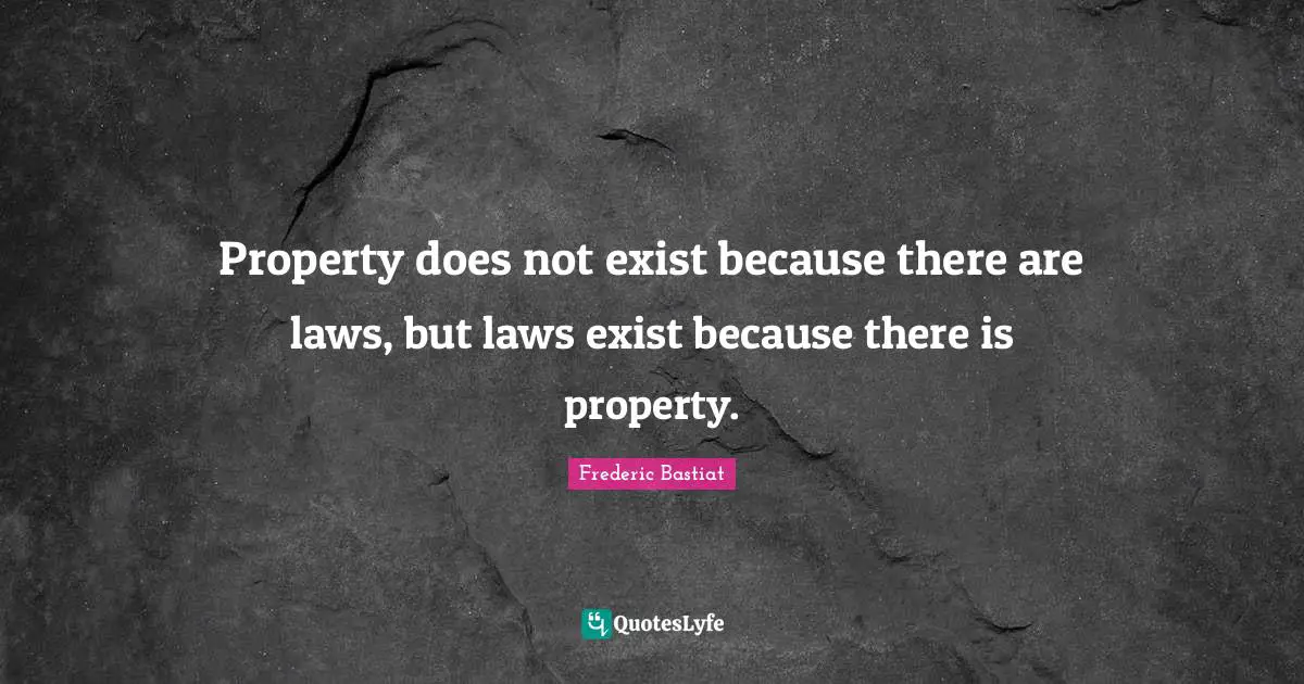 Property does not exist because there are laws, but laws exist because there is property.