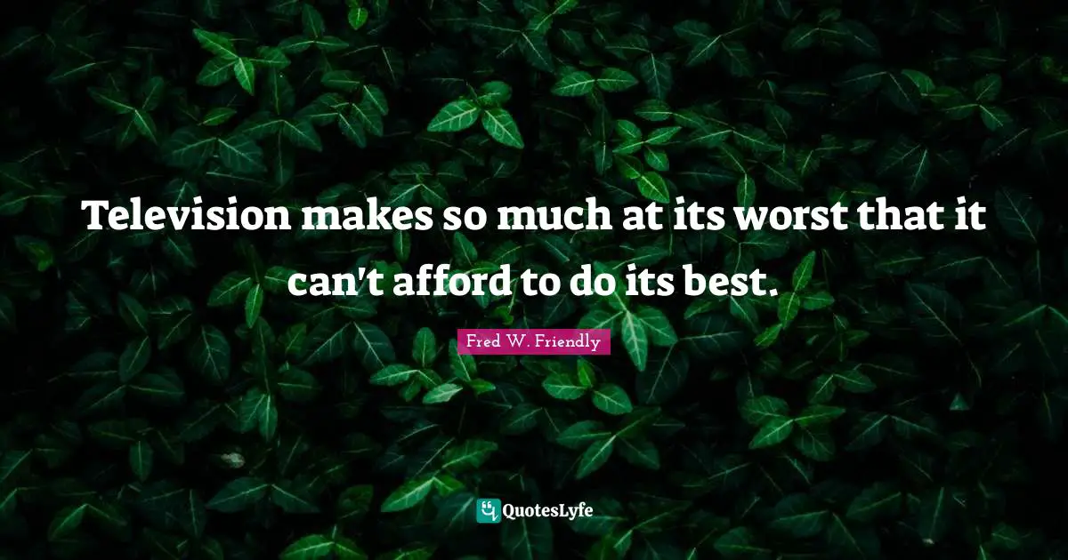 Television makes so much at its worst that it can't afford to do its best.