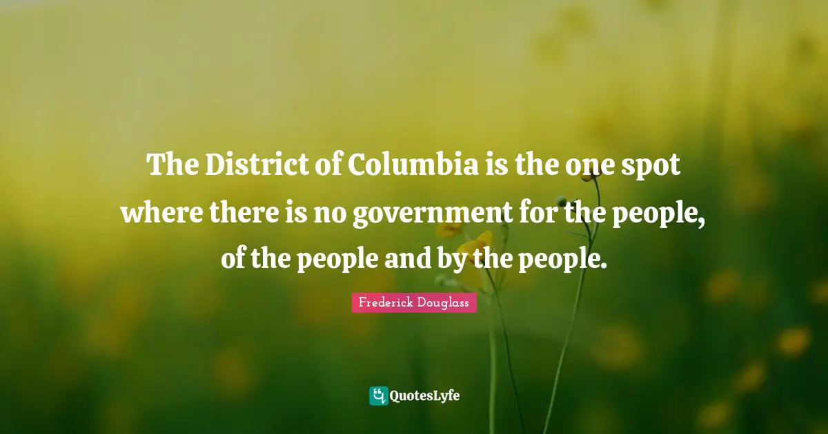 The District of Columbia is the one spot where there is no government for the people, of the people and by the people.