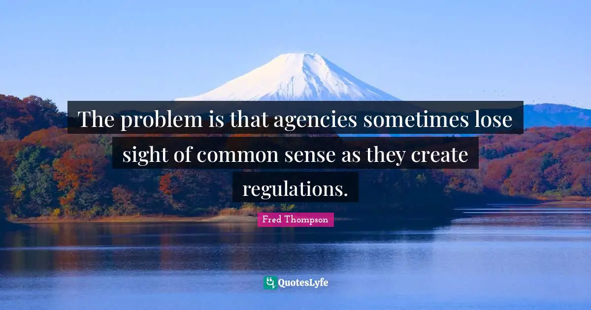 The problem is that agencies sometimes lose sight of common sense as they create regulations.