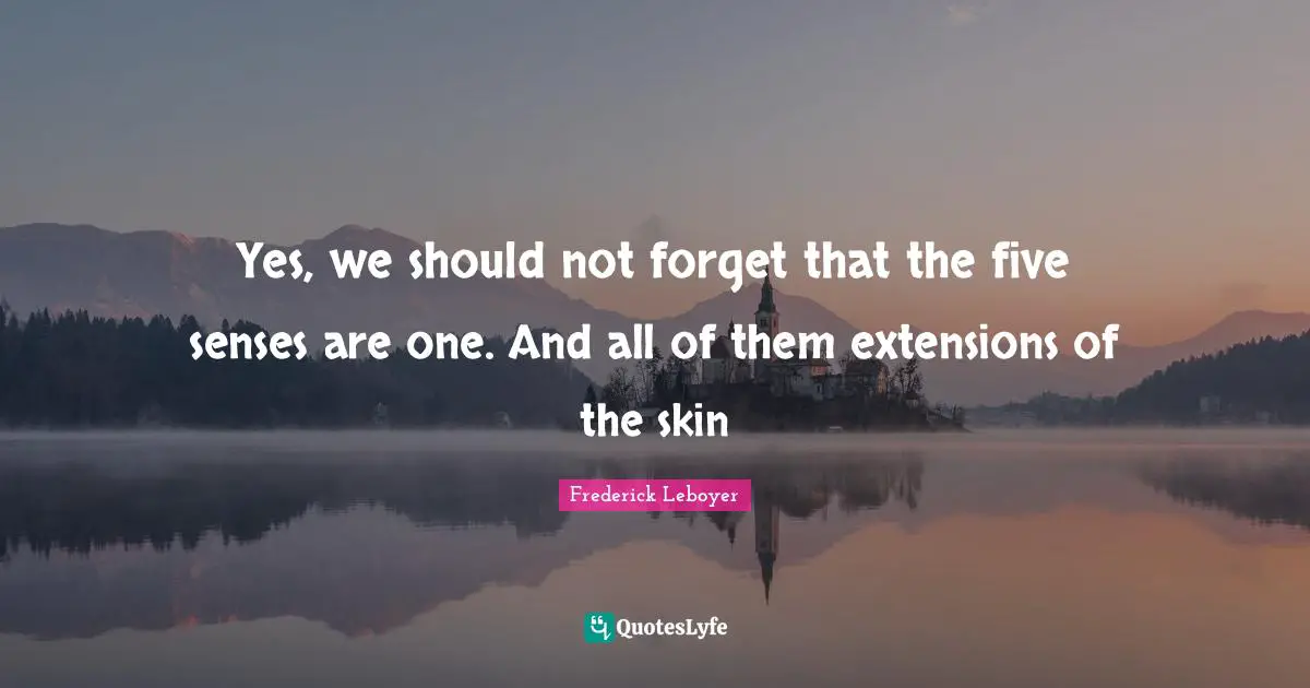 Yes, we should not forget that the five senses are one. And all of them extensions of the skin