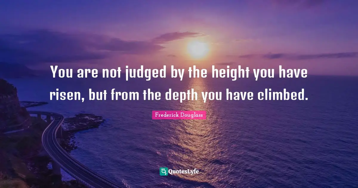 Frederick Douglass Quotes: You are not judged by the height you have risen, but from the depth you have climbed.
