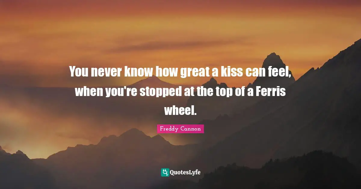 You never know how great a kiss can feel, when you're stopped at the top of a Ferris wheel.