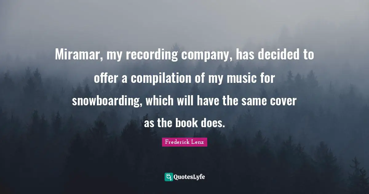 Miramar, my recording company, has decided to offer a compilation of my music for snowboarding, which will have the same cover as the book does.