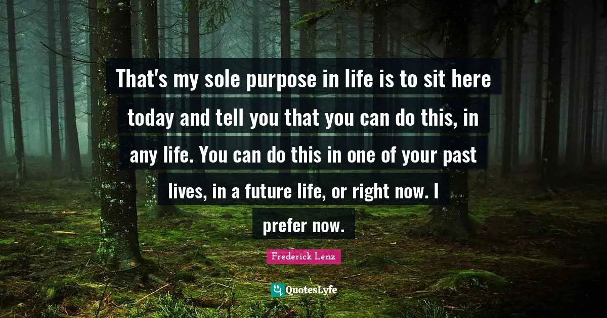 That's my sole purpose in life is to sit here today and tell you that you can do this, in any life. You can do this in one of your past lives, in a future life, or right now. I prefer now.