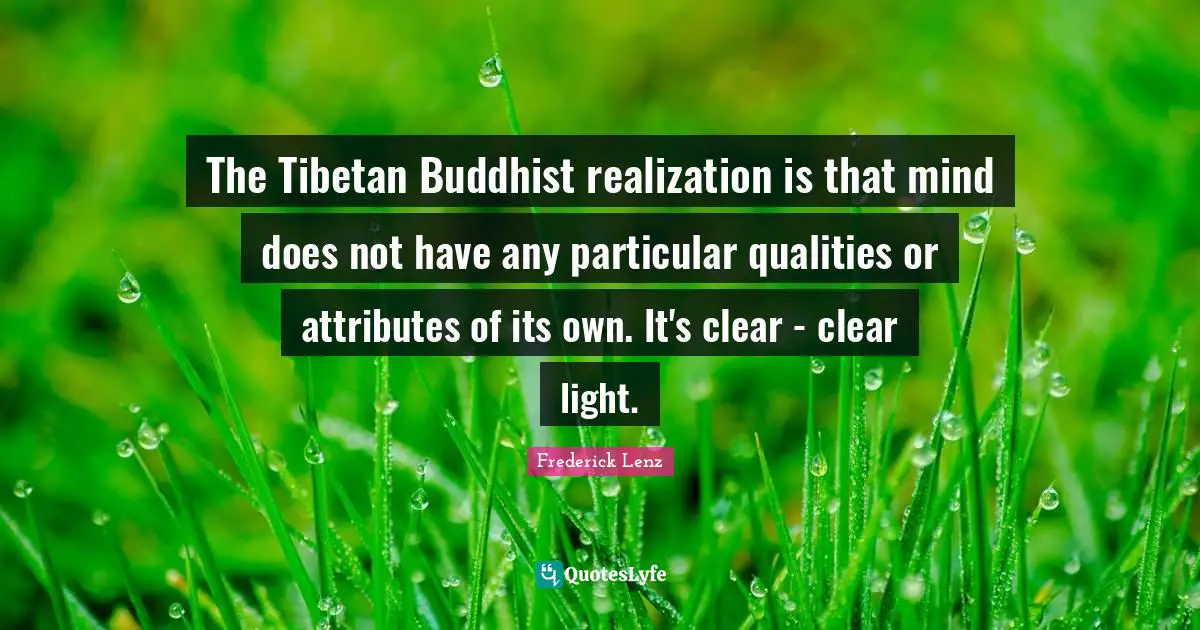The Tibetan Buddhist realization is that mind does not have any particular qualities or attributes of its own. It's clear - clear light.