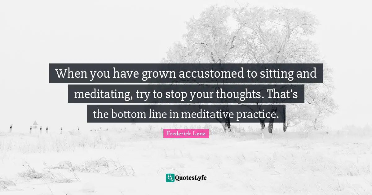 When you have grown accustomed to sitting and meditating, try to stop your thoughts. That's the bottom line in meditative practice.