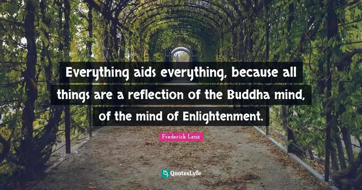 Everything aids everything, because all things are a reflection of the Buddha mind, of the mind of Enlightenment.