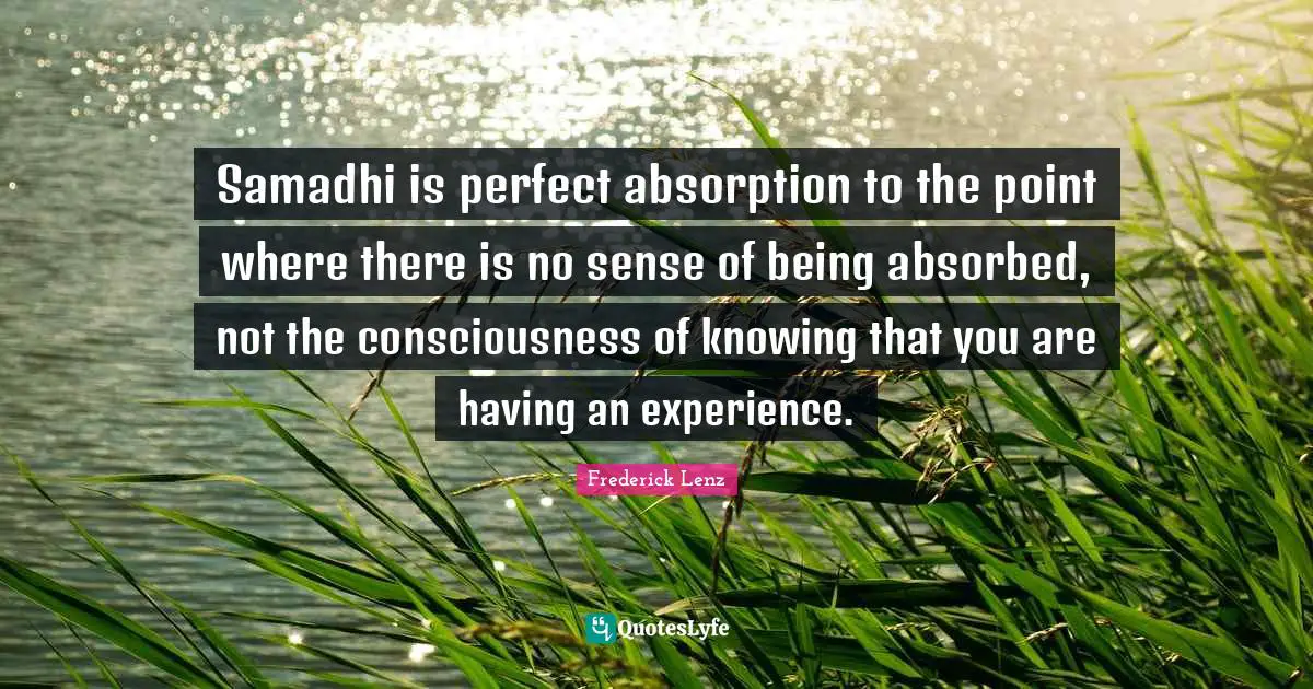 Samadhi is perfect absorption to the point where there is no sense of being absorbed, not the consciousness of knowing that you are having an experience.