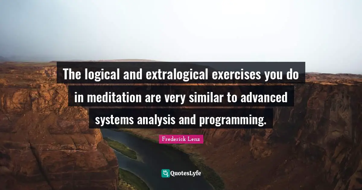 The logical and extralogical exercises you do in meditation are very similar to advanced systems analysis and programming.