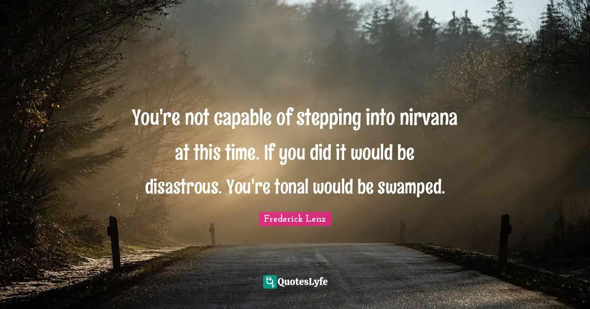 You're not capable of stepping into nirvana at this time. If you did it would be disastrous. You're tonal would be swamped.