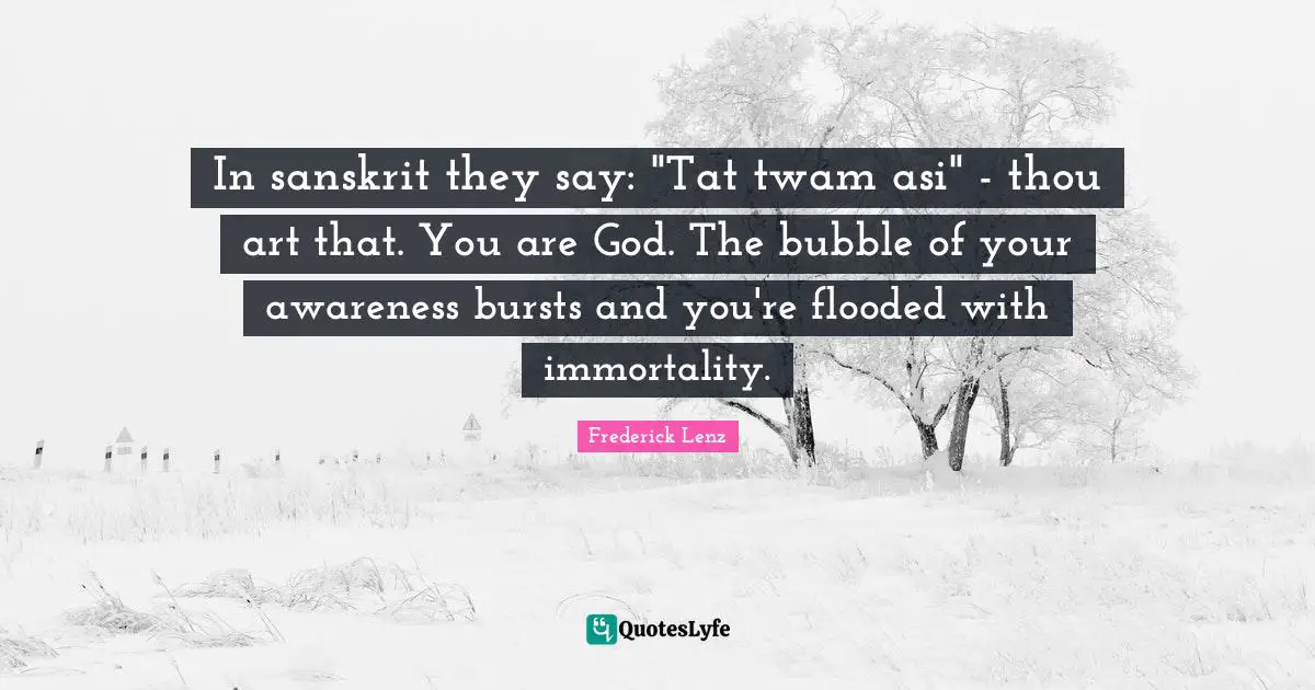 In sanskrit they say: "Tat twam asi" - thou art that. You are God. The bubble of your awareness bursts and you're flooded with immortality.