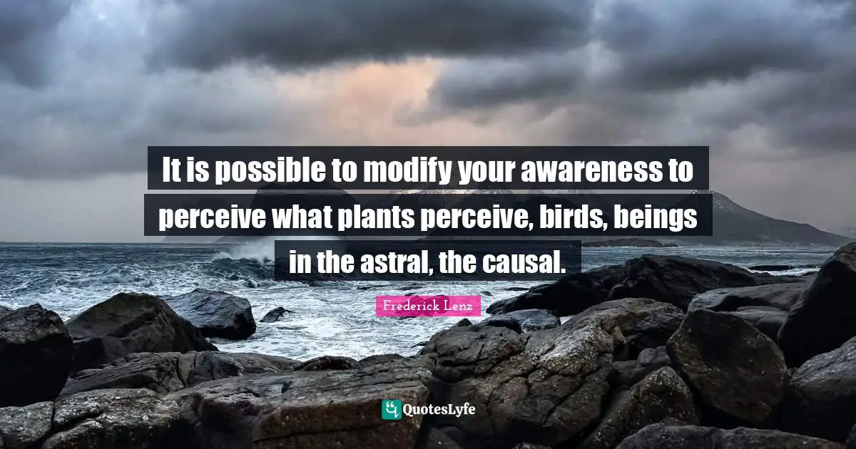 It is possible to modify your awareness to perceive what plants perceive, birds, beings in the astral, the causal.