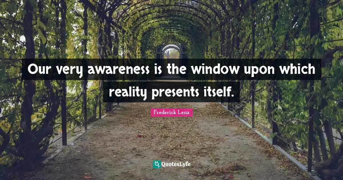 Our very awareness is the window upon which reality presents itself.