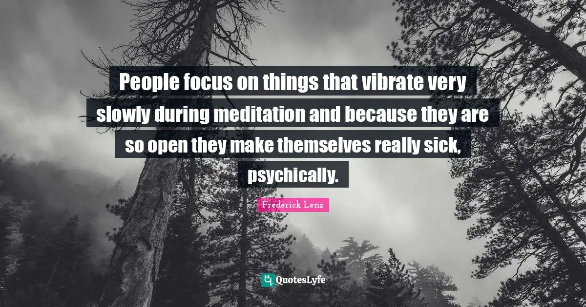 Vibrate Quotes: "People focus on things that vibrate very slowly during meditation and because they are so open they make themselves really sick, psychically."