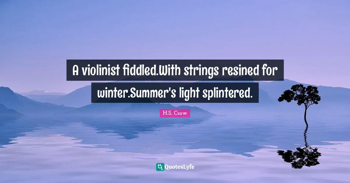 A violinist fiddled.With strings resined for winter.Summer's light splintered.