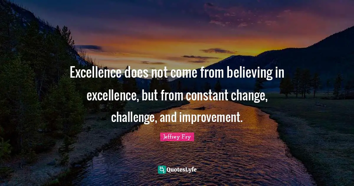 Excellence does not come from believing in excellence, but from constant change, challenge, and improvement.