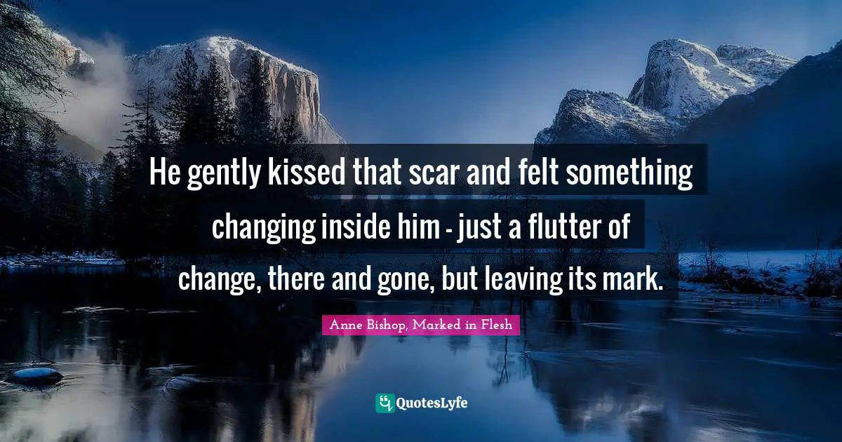 He gently kissed that scar and felt something changing inside him - just a flutter of change, there and gone, but leaving its mark.