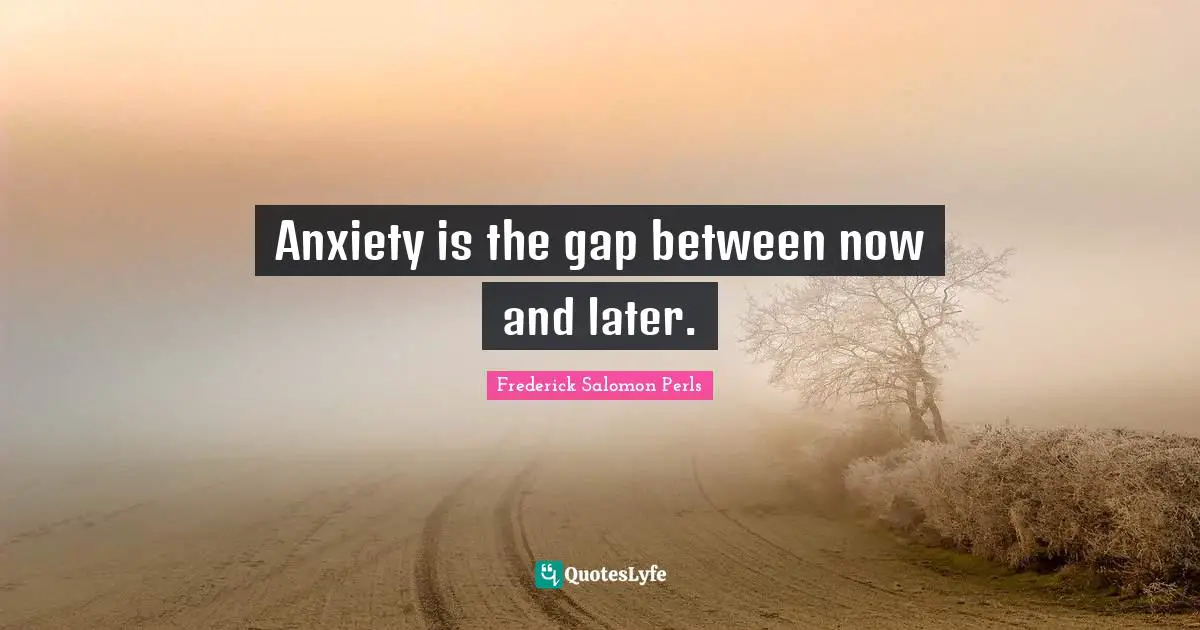 Anxiety Quotes: "Anxiety is the gap between now and later."