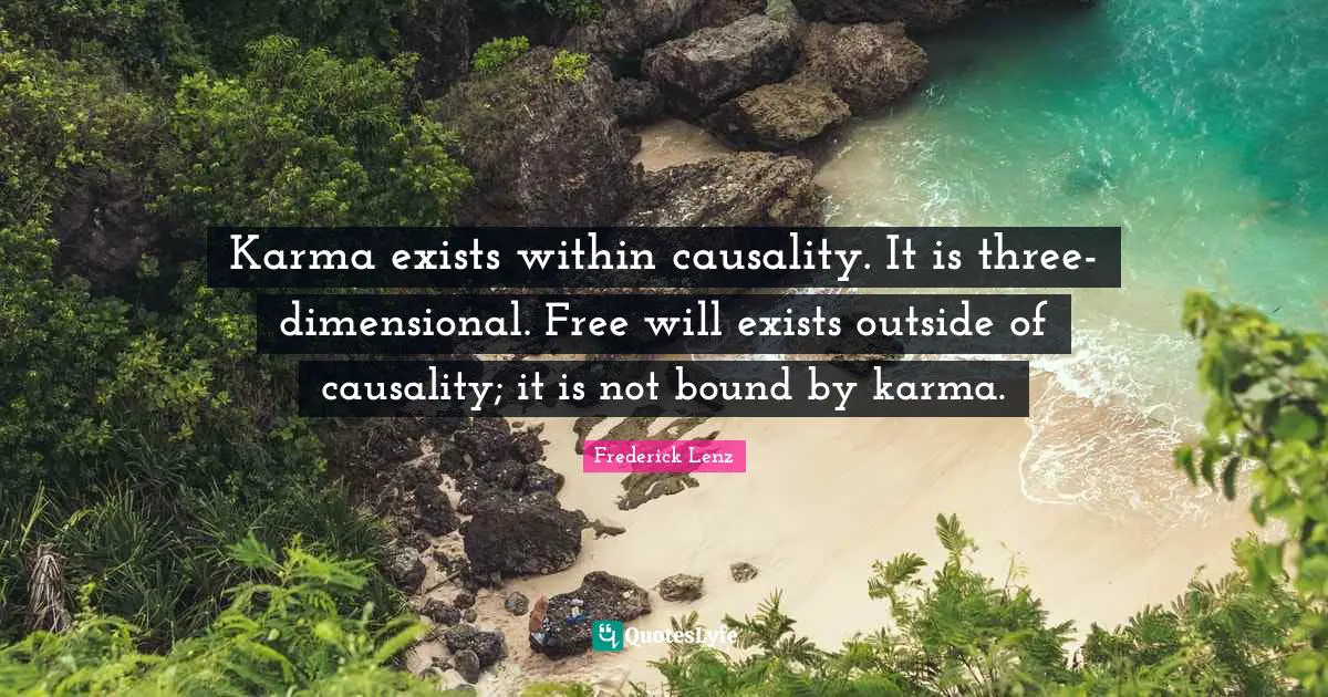 Karma exists within causality. It is three-dimensional. Free will exists outside of causality; it is not bound by karma.