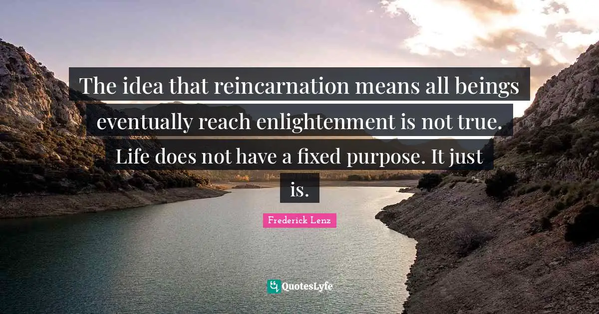 The idea that reincarnation means all beings eventually reach enlightenment is not true. Life does not have a fixed purpose. It just is.