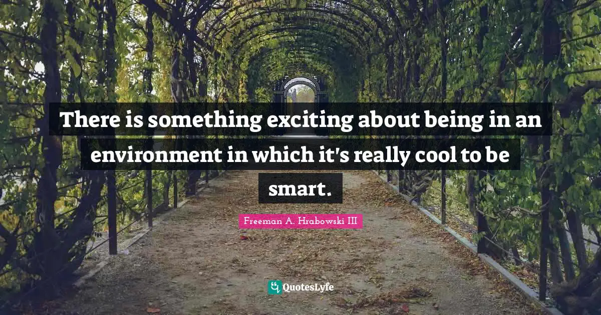 There is something exciting about being in an environment in which it's really cool to be smart.