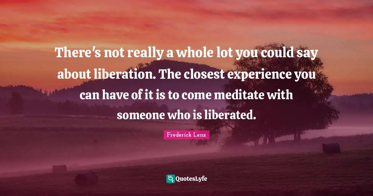 There's not really a whole lot you could say about liberation. The closest experience you can have of it is to come meditate with someone who is liberated.