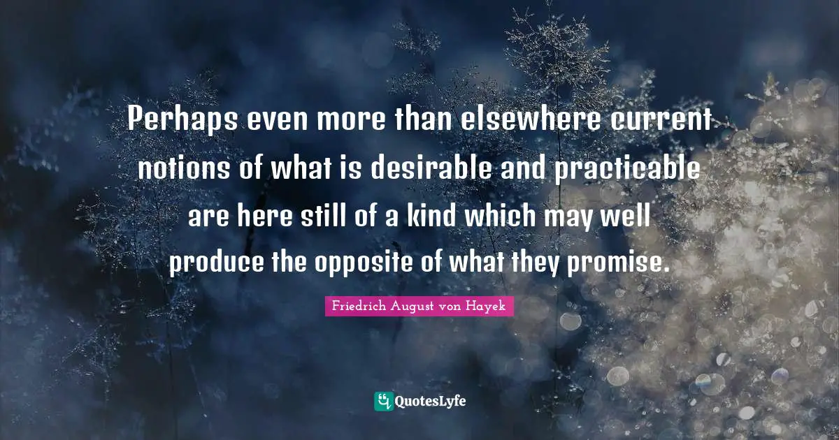 Perhaps even more than elsewhere current notions of what is desirable and practicable are here still of a kind which may well produce the opposite of what they promise.