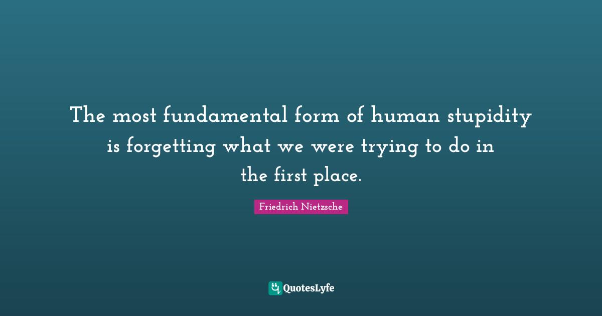 The most fundamental form of human stupidity is forgetting what we were trying to do in the first place.