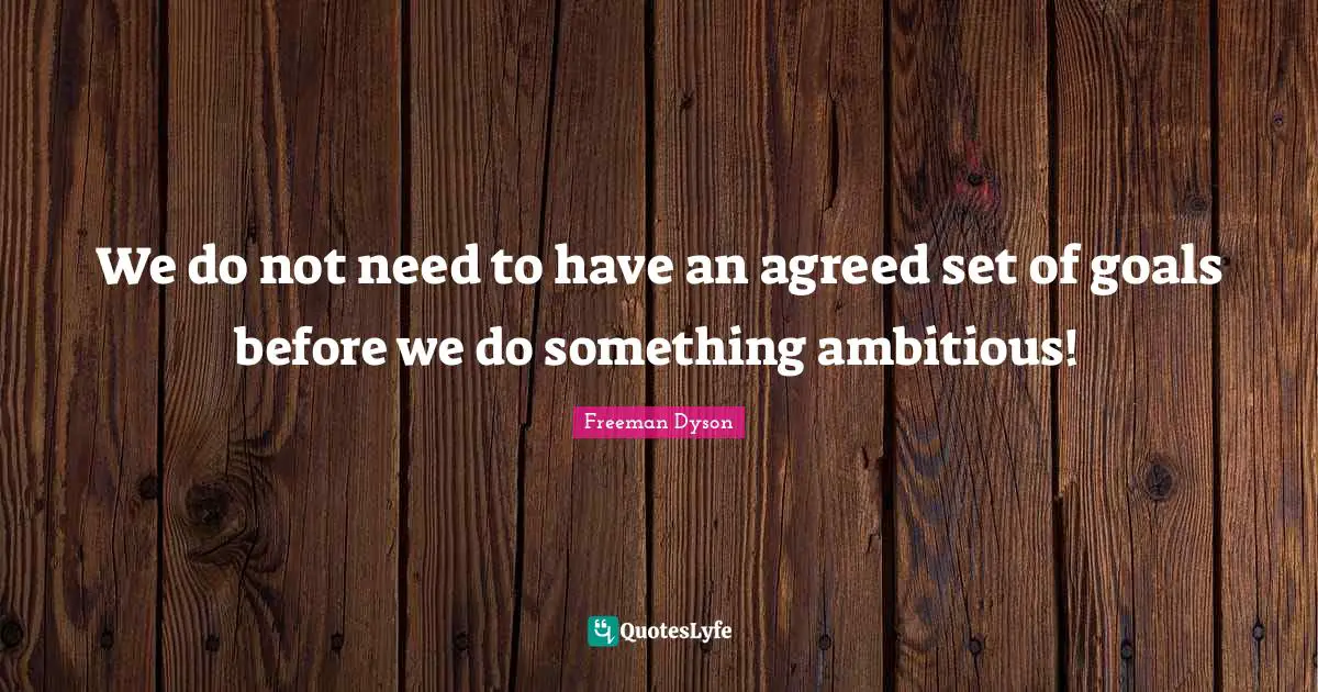 We do not need to have an agreed set of goals before we do something ambitious!