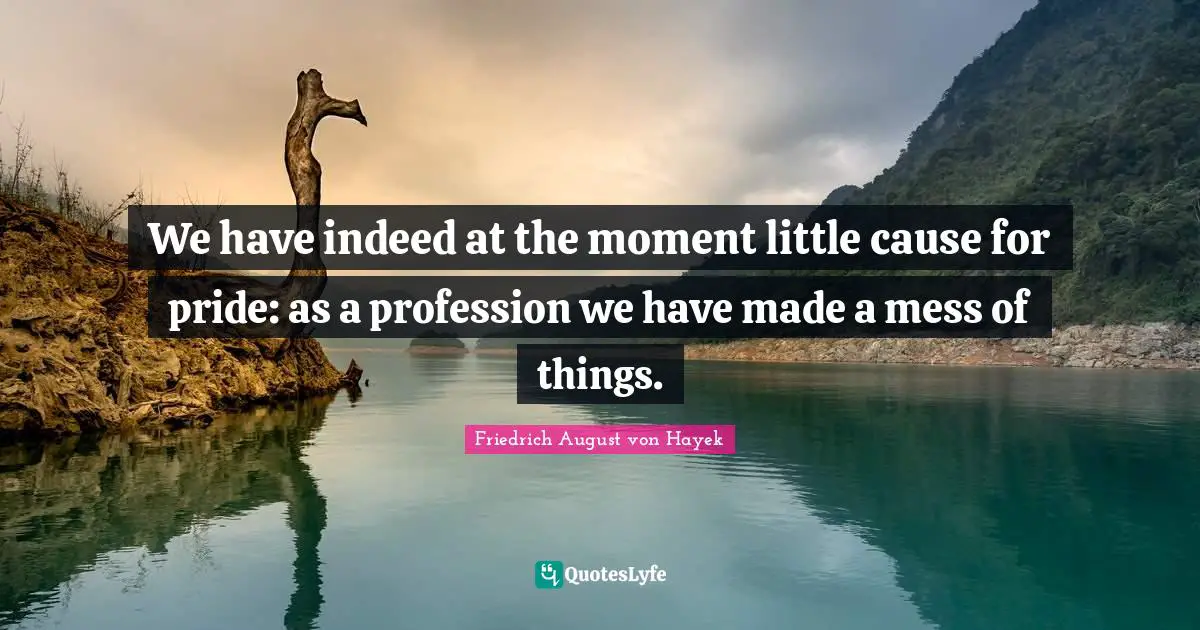 We have indeed at the moment little cause for pride: as a profession we have made a mess of things.