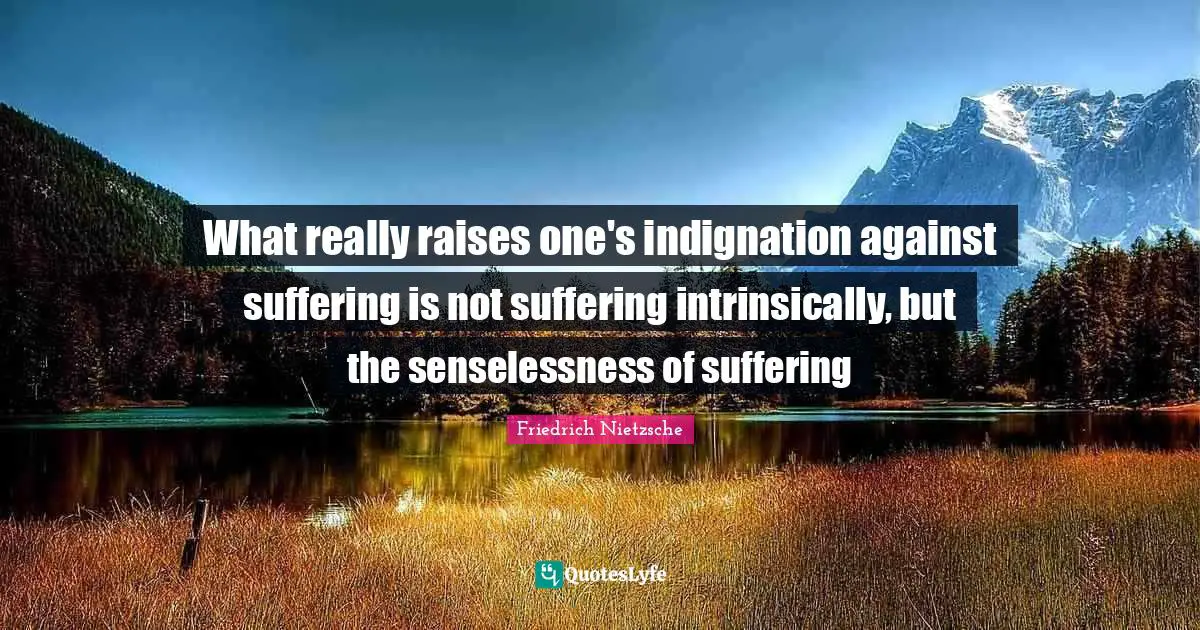 What really raises one's indignation against suffering is not suffering intrinsically, but the senselessness of suffering