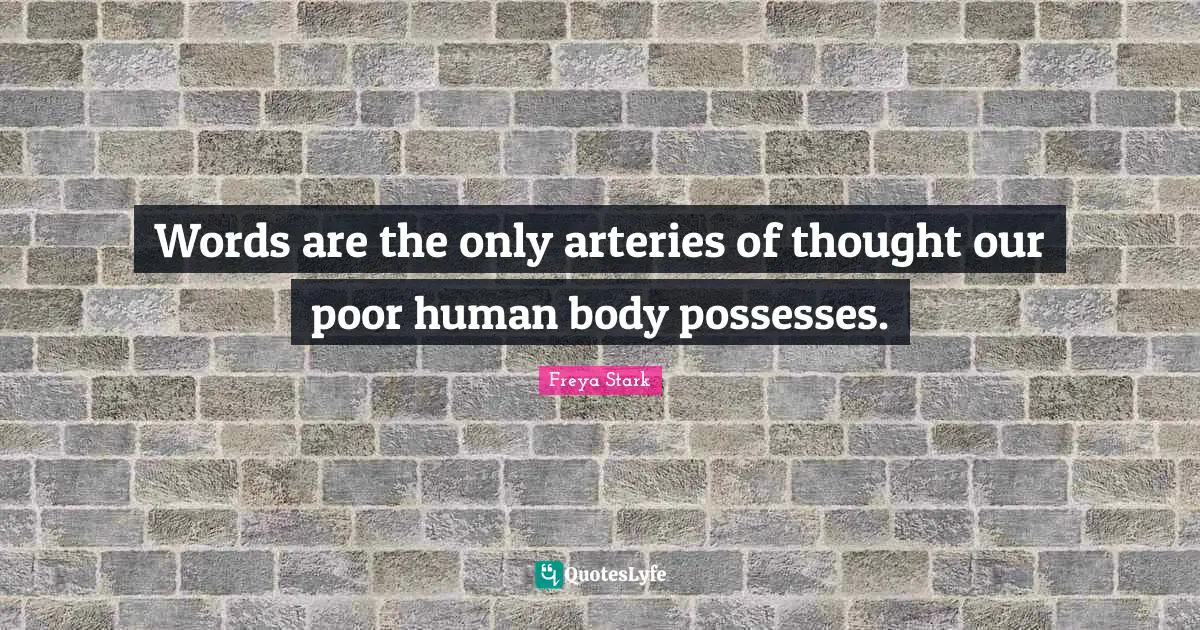 Words are the only arteries of thought our poor human body possesses.