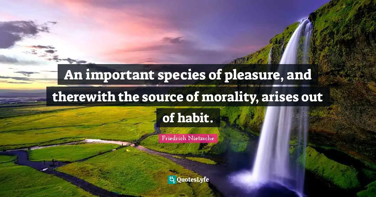 An important species of pleasure, and therewith the source of morality, arises out of habit.