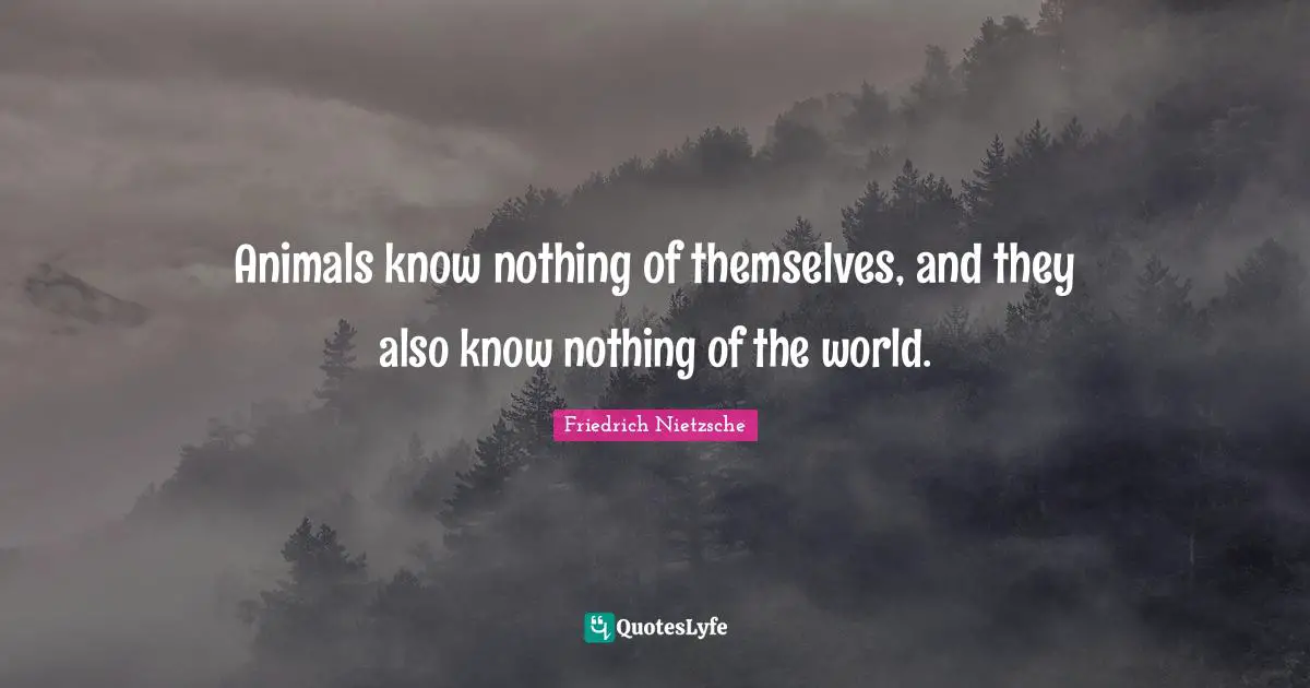 Animals know nothing of themselves, and they also know nothing of the world.