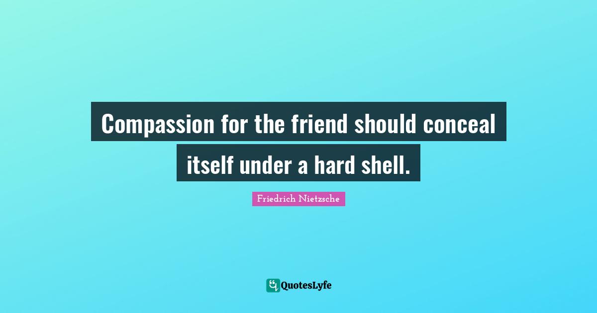 Compassion for the friend should conceal itself under a hard shell.