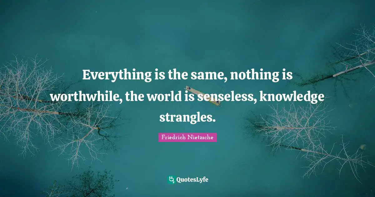 Everything is the same, nothing is worthwhile, the world is senseless, knowledge strangles.