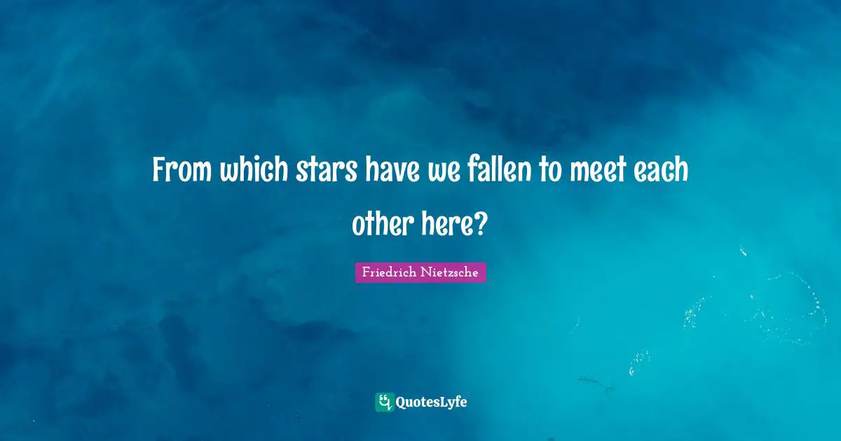 From which stars have we fallen to meet each other here?