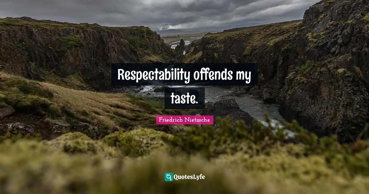 Respectability offends my taste.