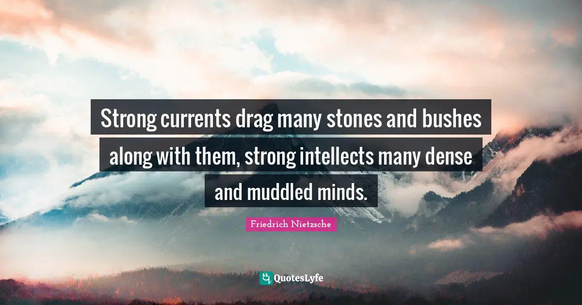 Strong currents drag many stones and bushes along with them, strong intellects many dense and muddled minds.