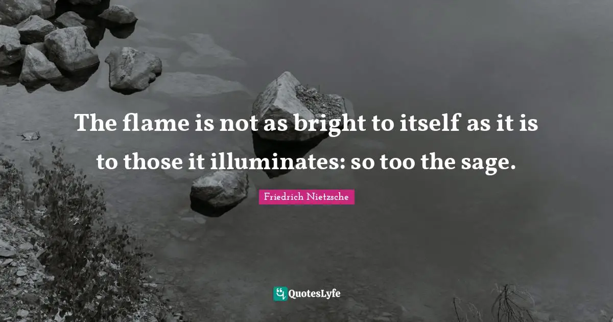 Sage Wisdom Quotes: "The flame is not as bright to itself as it is to those it illuminates: so too the sage."