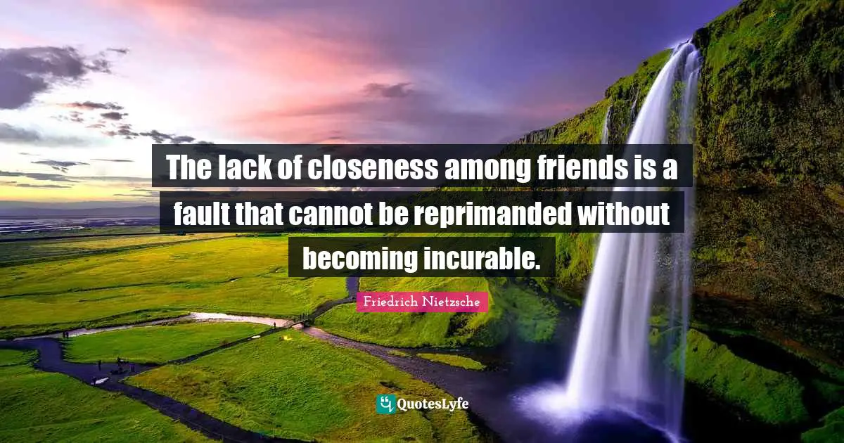 The lack of closeness among friends is a fault that cannot be reprimanded without becoming incurable.