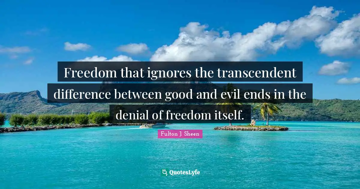 Freedom that ignores the transcendent difference between good and evil ends in the denial of freedom itself.