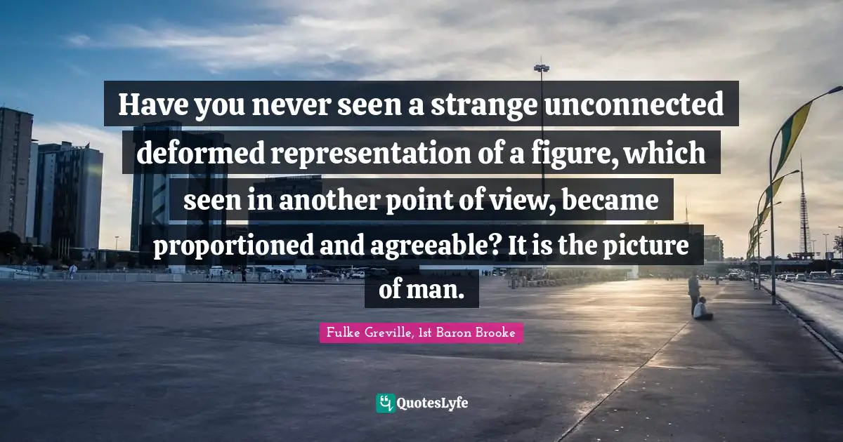 Have you never seen a strange unconnected deformed representation of a figure, which seen in another point of view, became proportioned and agreeable? It is the picture of man.
