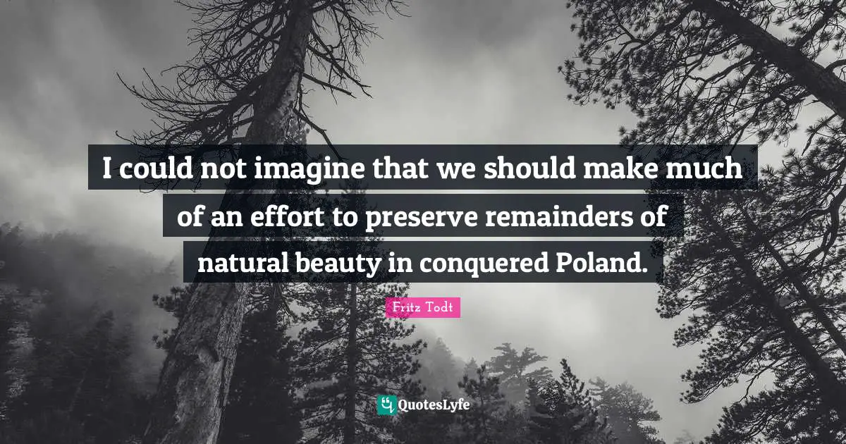 Poland Quotes: "I could not imagine that we should make much of an effort to preserve remainders of natural beauty in conquered Poland."