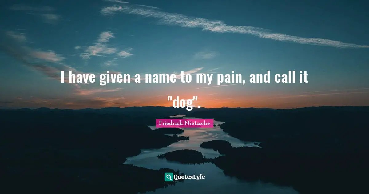 I have given a name to my pain, and call it "dog".