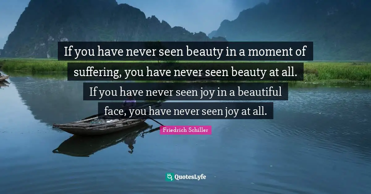 If you have never seen beauty in a moment of suffering, you have never seen beauty at all. If you have never seen joy in a beautiful face, you have never seen joy at all.