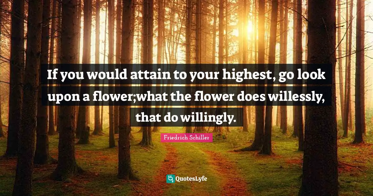 If you would attain to your highest, go look upon a flower;what the flower does willessly, that do willingly.