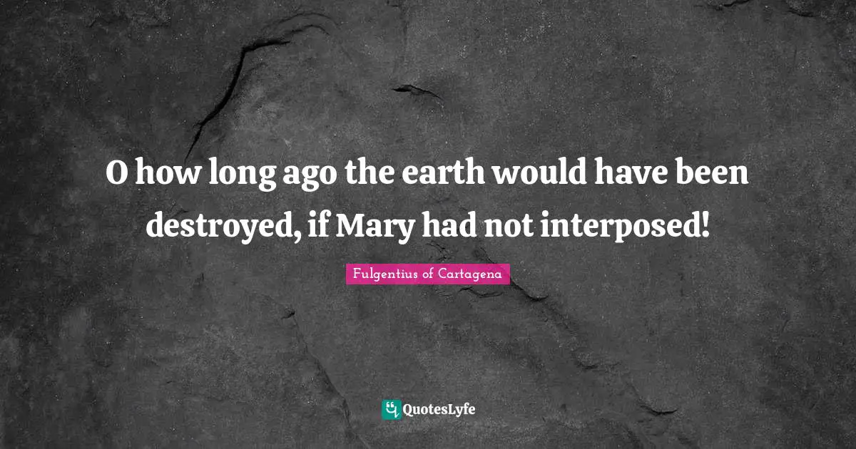 O how long ago the earth would have been destroyed, if Mary had not interposed!